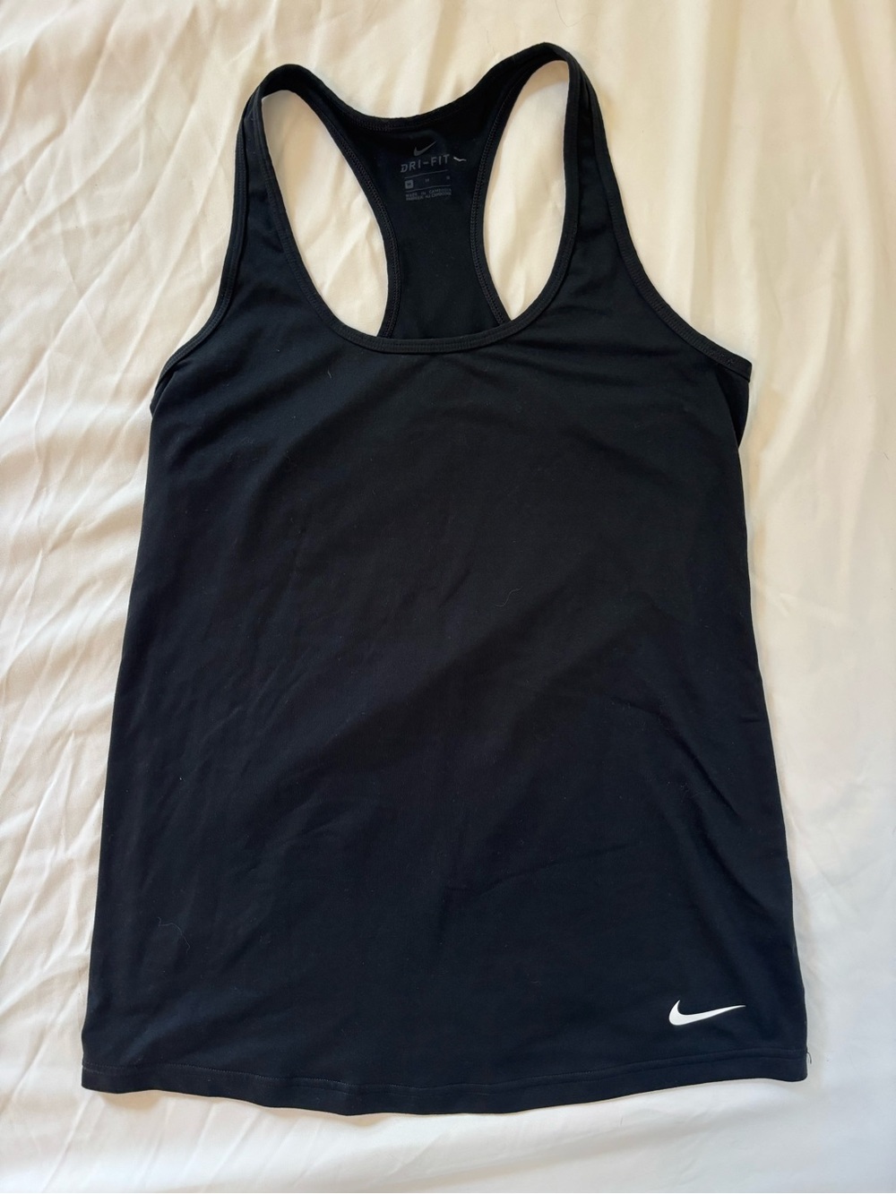 Nike Black Racerback Performance Tank with White Swoosh